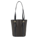 CELINE Macadam Canvas Draagtas PVC Leer Zwart Goud Auth 185998-2