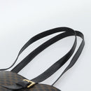 CELINE Macadam Canvas Draagtas PVC Leer Zwart Goud Auth 185998-8