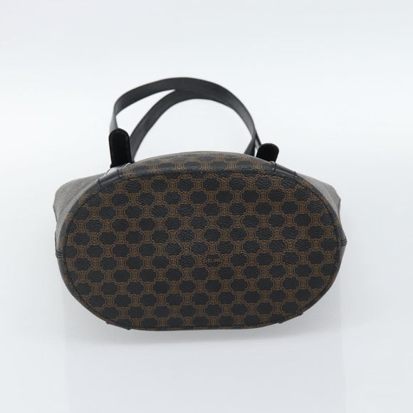 CELINE Macadam Canvas Draagtas PVC Leer Zwart Goud Auth 185998