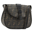 FENDI Zucca Canvas Shoulder Bag PVC Black Brown Auth 186000-1
