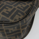 FENDI Zucca Canvas Shoulder Bag PVC Black Brown Auth 186000-10