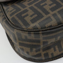 FENDI Zucca Canvas Shoulder Bag PVC Black Brown Auth 186000-11