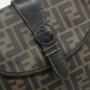 FENDI Zucca Canvas Shoulder Bag PVC Black Brown Auth 186000-14