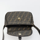 FENDI Zucca Canvas Shoulder Bag PVC Black Brown Auth 186000-15