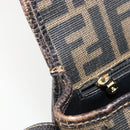 FENDI Zucca Canvas Shoulder Bag PVC Black Brown Auth 186000-16