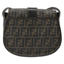 FENDI Zucca Canvas Shoulder Bag PVC Black Brown Auth 186000-3