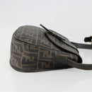 FENDI Zucca Canvas Shoulder Bag PVC Black Brown Auth 186000-4