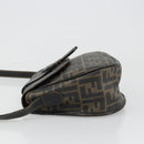 FENDI Zucca Canvas Shoulder Bag PVC Black Brown Auth 186000-5