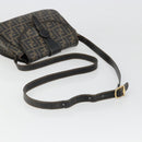 FENDI Zucca Canvas Shoulder Bag PVC Black Brown Auth 186000-7