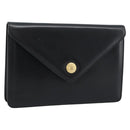 CELINE Clutch Bag Leather Black Gold Auth 186006A-1