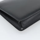CELINE Clutch Bag Leather Black Gold Auth 186006A-16