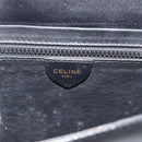 CELINE Clutch Bag Leather Black Gold Auth 186006A-8