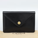 CELINE Clutch Bag Leather Black Gold Auth 186006A-12