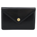 CELINE Clutch Bag Leather Black Gold Auth 186006A-13