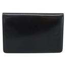CELINE Clutch Bag Leather Black Gold Auth 186006A-2