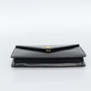 CELINE Clutch Bag Leather Black Gold Auth 186006A-6