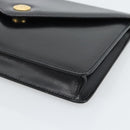 CELINE Clutch Bag Leather Black Gold Auth 186006A-7