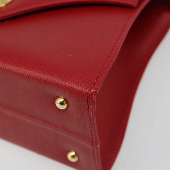GIVENCHY Hand Bag Leather Red Gold Auth 186008