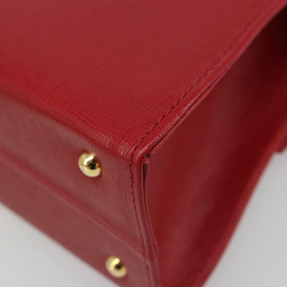 GIVENCHY Hand Bag Leather Red Gold Auth 186008