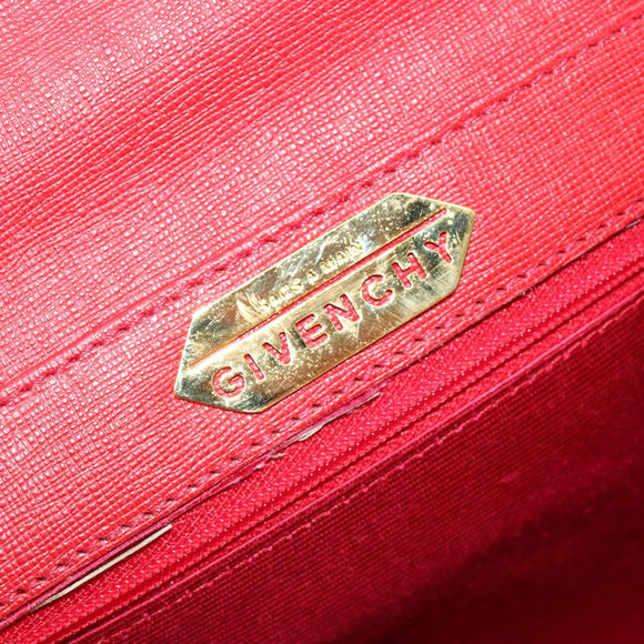 GIVENCHY Hand Bag Leather Red Gold Auth 186008
