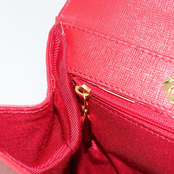 GIVENCHY Hand Bag Leather Red Gold Auth 186008