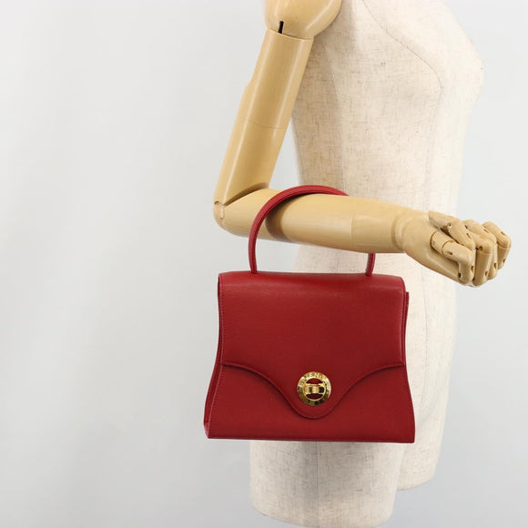 GIVENCHY Hand Bag Leather Red Gold Auth 186008