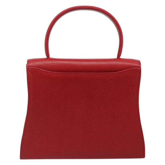 GIVENCHY Hand Bag Leather Red Gold Auth 186008