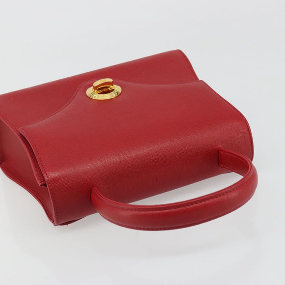 GIVENCHY Hand Bag Leather Red Gold Auth 186008