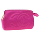 CHANEL Pouch Satin Pink Gold CC Auth 186009SAM-1