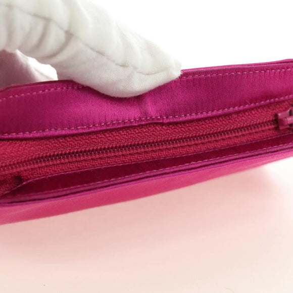 CHANEL Pouch Satin Pink Gold CC Auth 186009SAM