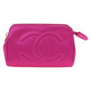 CHANEL Pouch Satin Pink Gold CC Auth 186009SAM-13