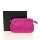 CHANEL Pouch Satin Pink Gold CC Auth 186009SAM-12