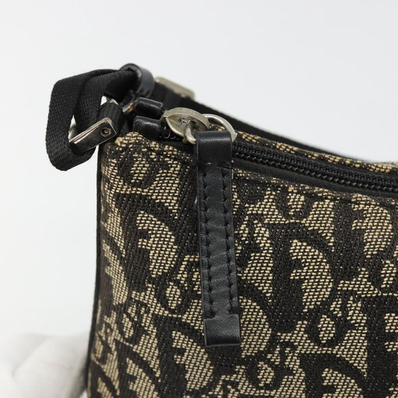 Christian Dior Trotter Canvas Accessory Pouch Navy Silver Auth 186012