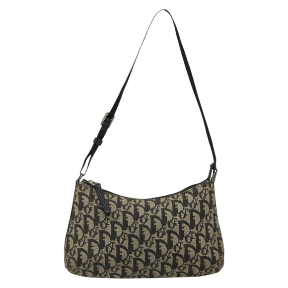 Christian Dior Trotter Canvas Accessory Pouch Navy Silver Auth 186012