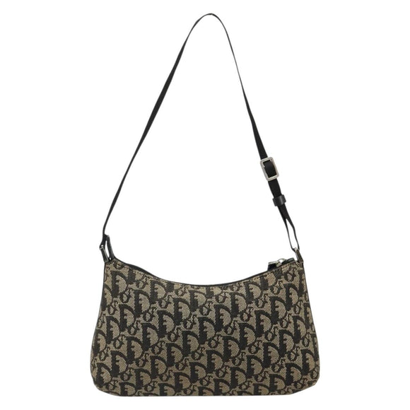 Christian Dior Trotter Canvas Accessory Pouch Navy Silver Auth 186012