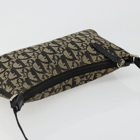 Christian Dior Trotter Canvas Accessory Pouch Navy Silver Auth 186012