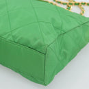 PRADA Chain Shoulder Bag Nylon Green Gold Auth 186013A-8