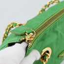 PRADA Chain Shoulder Bag Nylon Green Gold Auth 186013A-9