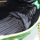 PRADA Chain Shoulder Bag Nylon Green Gold Auth 186013A-21