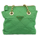 PRADA Chain Shoulder Bag Nylon Green Gold Auth 186013A-13