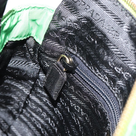 PRADA Chain Shoulder Bag Nylon Green Gold Auth 186013A