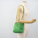 PRADA Chain Shoulder Bag Nylon Green Gold Auth 186013A-25