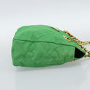 PRADA Chain Shoulder Bag Nylon Green Gold Auth 186013A-4