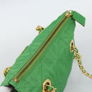 PRADA Chain Shoulder Bag Nylon Green Gold Auth 186013A-6