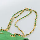 PRADA Chain Shoulder Bag Nylon Green Gold Auth 186013A-14