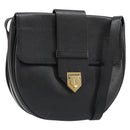 SAINT LAURENT Shoulder Bag Leather Gold Black Auth 186014-1