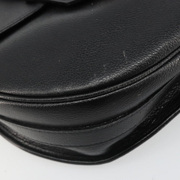 SAINT LAURENT Shoulder Bag Leather Gold Black Auth 186014