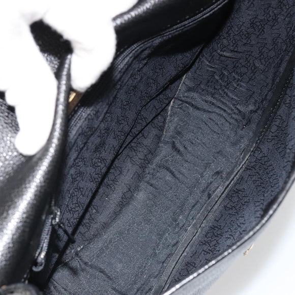 SAINT LAURENT Shoulder Bag Leather Gold Black Auth 186014