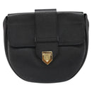 SAINT LAURENT Shoulder Bag Leather Gold Black Auth 186014-13