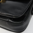 CELINE Shoulder Bag Leather Black Gold Auth 186015-9